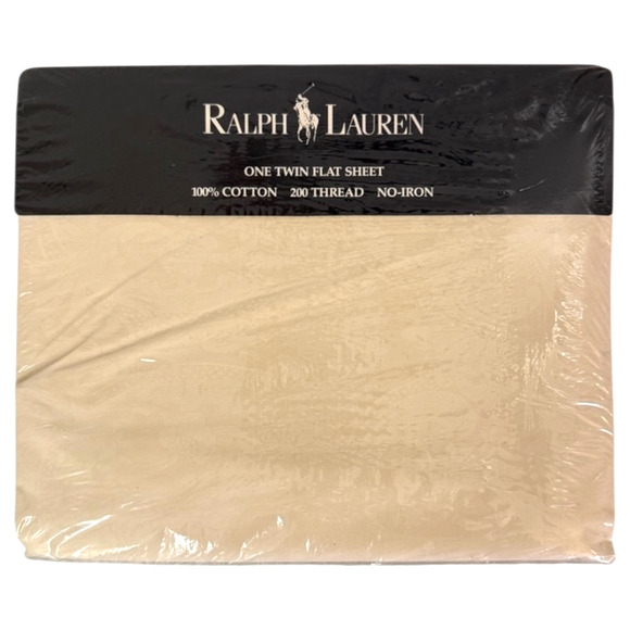 Ralph Lauren TWIN Flat Sheet Avery Cream Damask Vintage No Iron NOS Sealed New - Picture 1 of 9